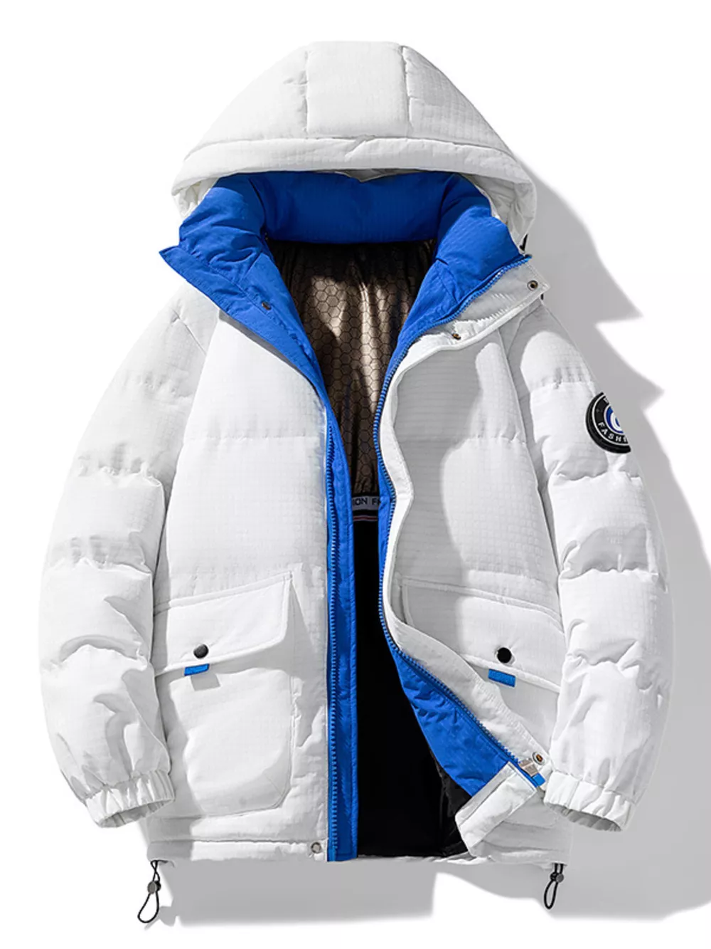 Men's Plus Size Contrast Hooded Puffer Jacket, image 6