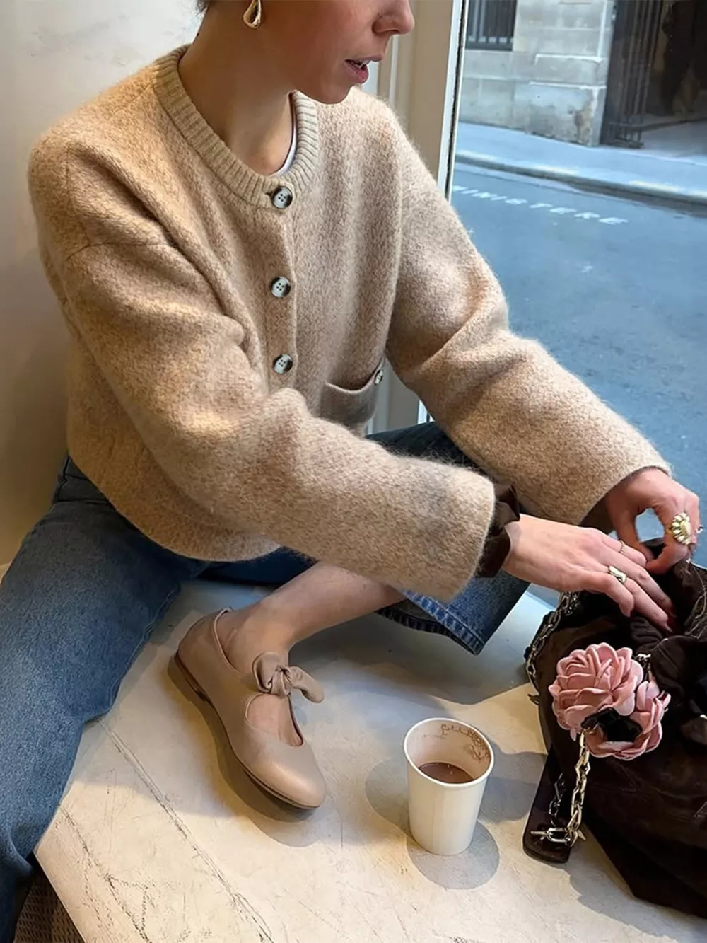 Textured Knit Button-Down Cardigan