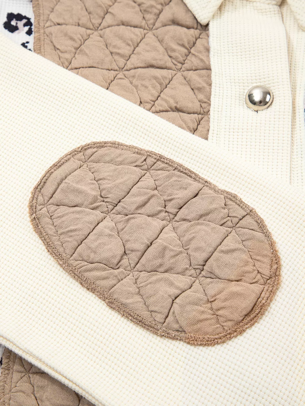 Leopard Waffle Quilted Patchwork Button Front Jacket, image 13