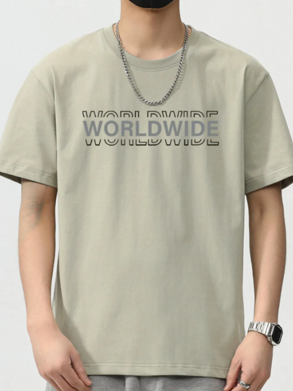Men's Plus Size Letter Round Neck Short Sleeve T-Shirt, image 5
