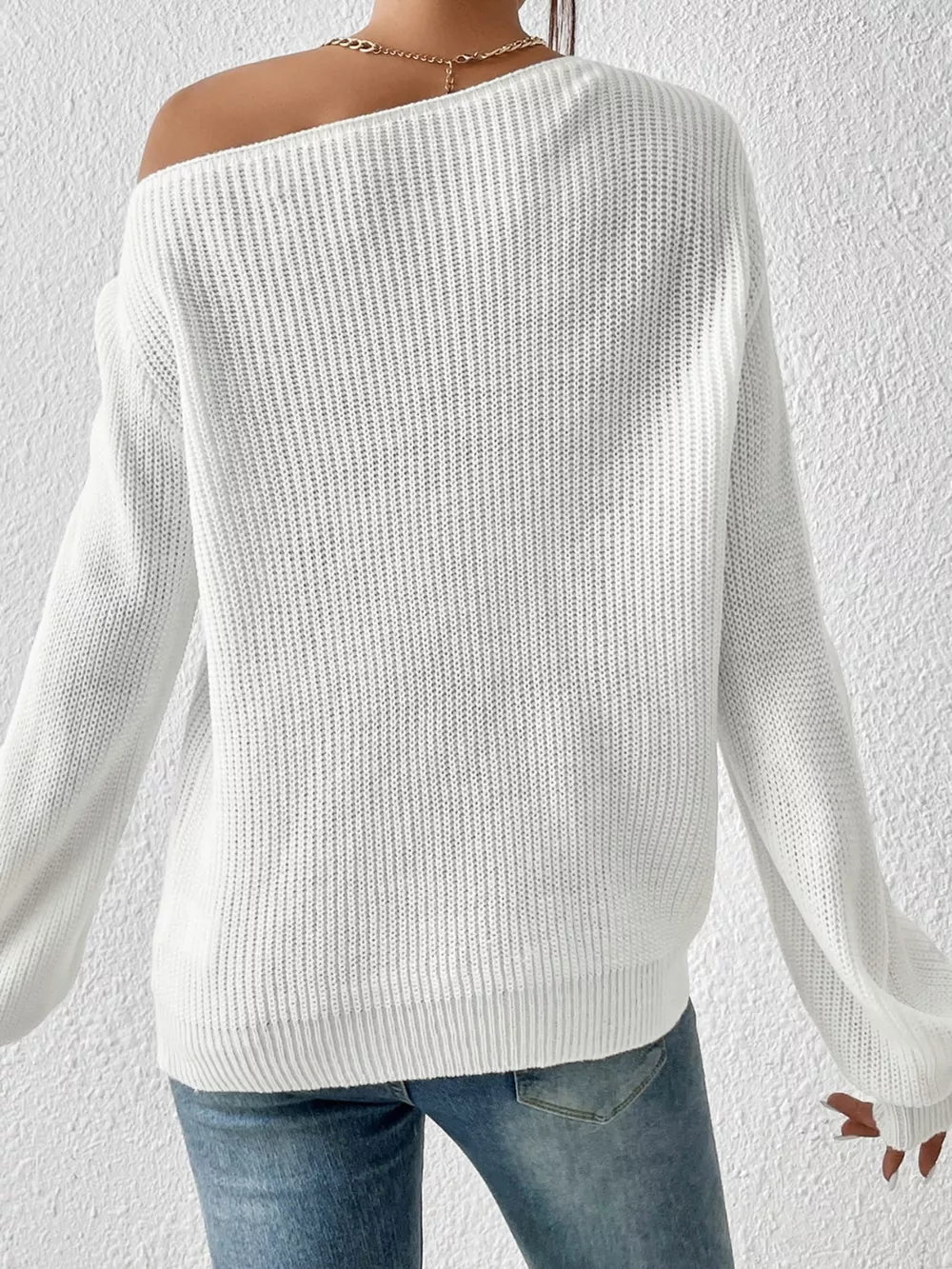 Single Shoulder Knit Sweater, image 3