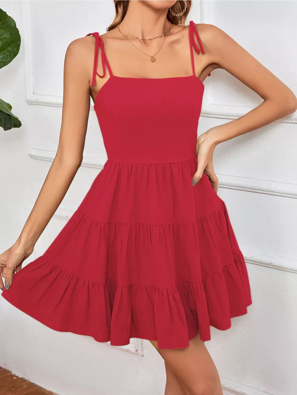 Tiered Tie Shoulder Mini Dress, image 21