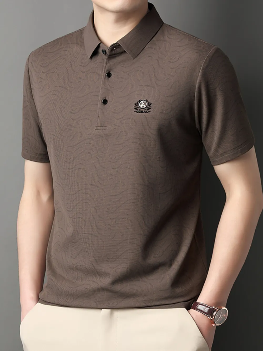Men's Full Size Button Detail Short Sleeve Polo Plus Size, image 7