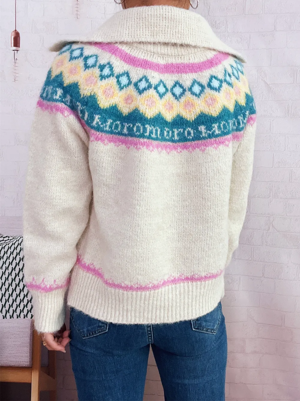 Fair Isle Pattern Zip-Up Cardigan, image 14