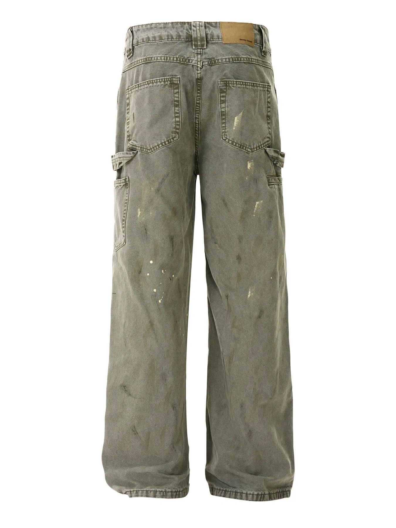 Men's Vintage Washed Paint Splatter Wide Leg Jeans, image 3