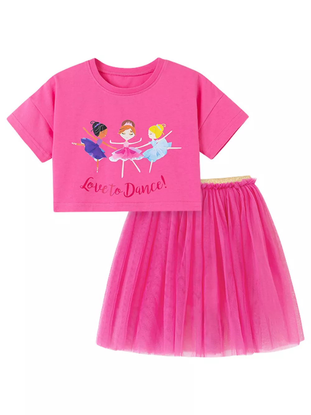 Children's Round Neck T-Shirt and Skirt Set, image 5