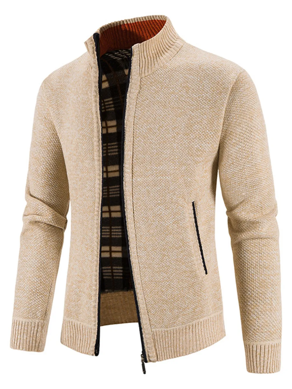 Men's Plus Size Zip-Up Sweater Cardigan with Stand Collar, image 23
