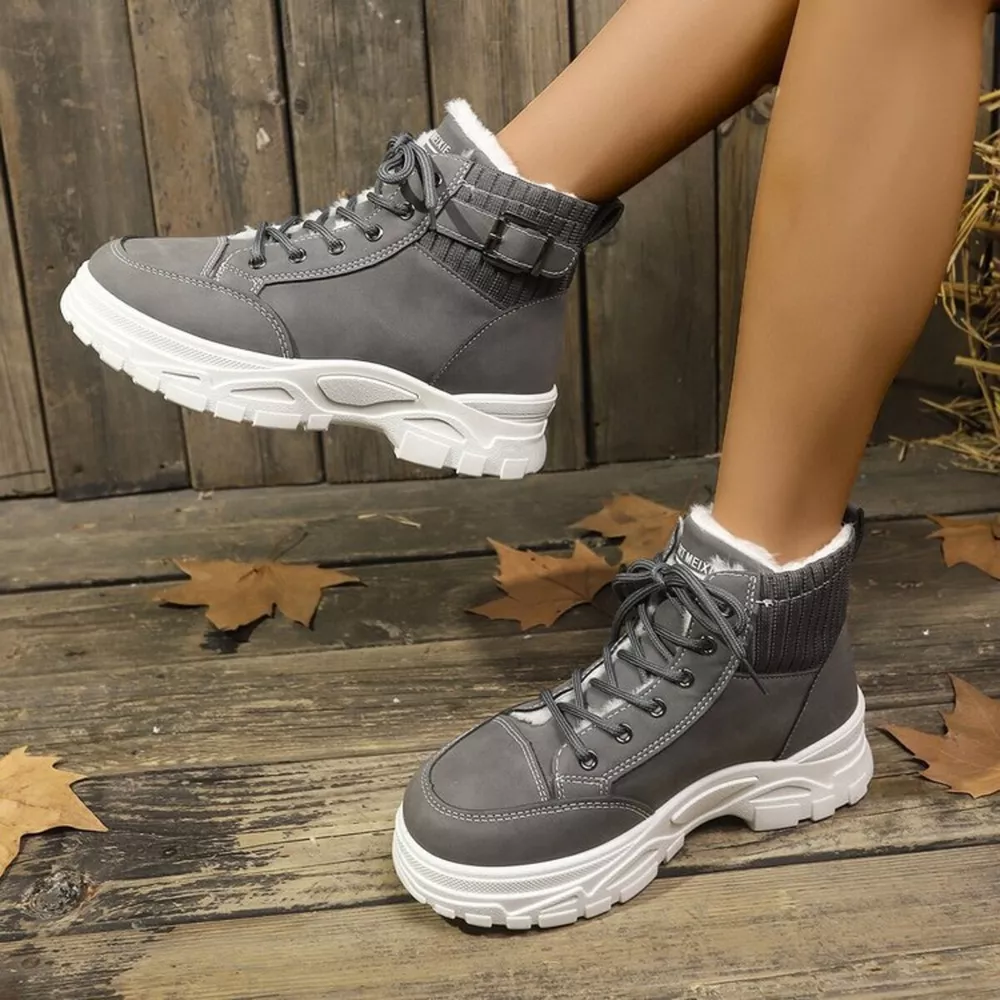 Plush Lining Lace Up Boots, image 15
