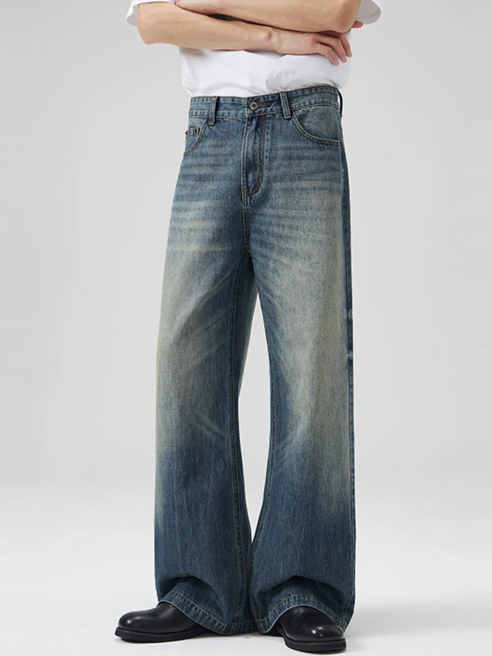 Men's Full Size Wide Leg High Waisted Jeans Plus Size