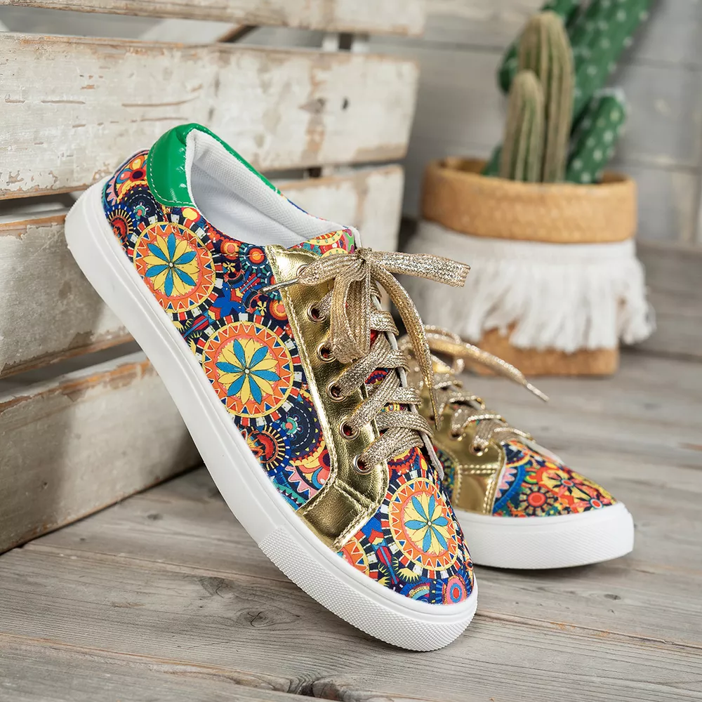 Printed Round Toe Sneakers, image 5