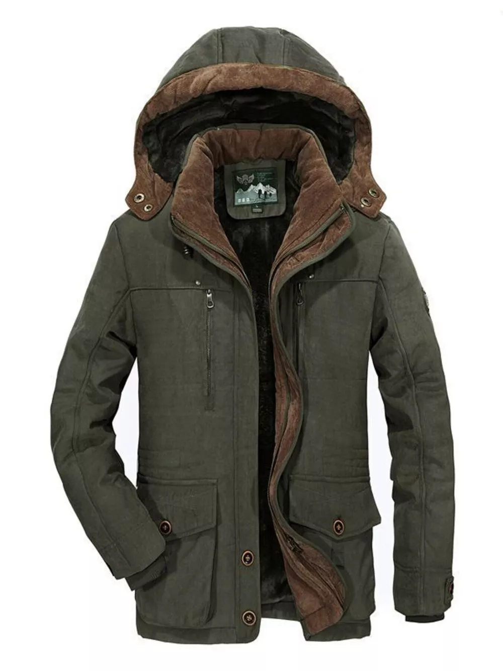 Men's Plus Size Winter Warm Hooded Parka Coat, image 4