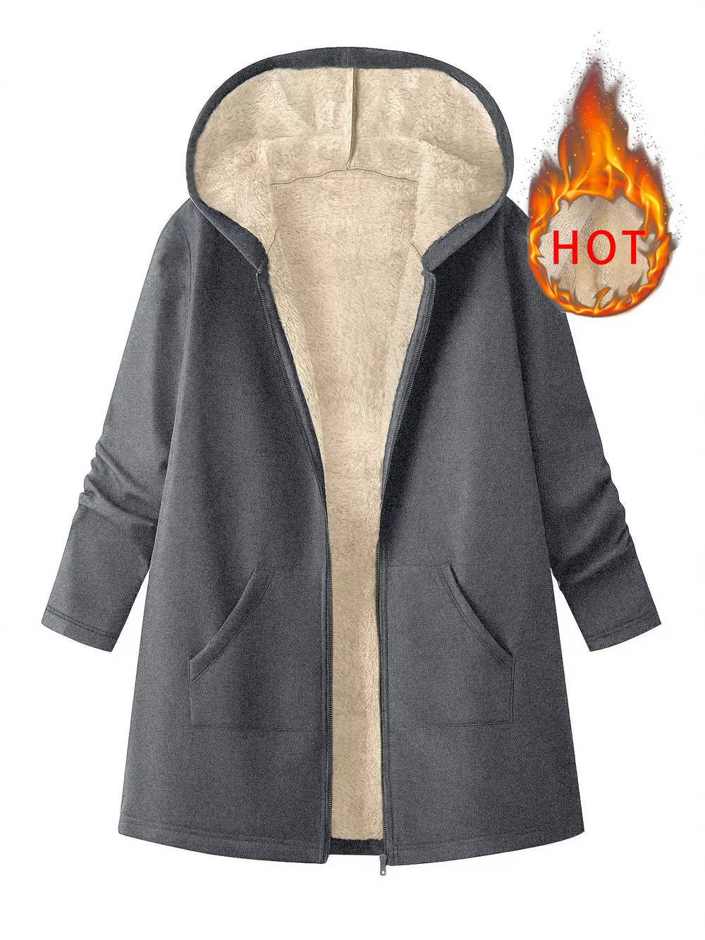 Fleece-Lined Zip Up Hooded Outerwear, image 4