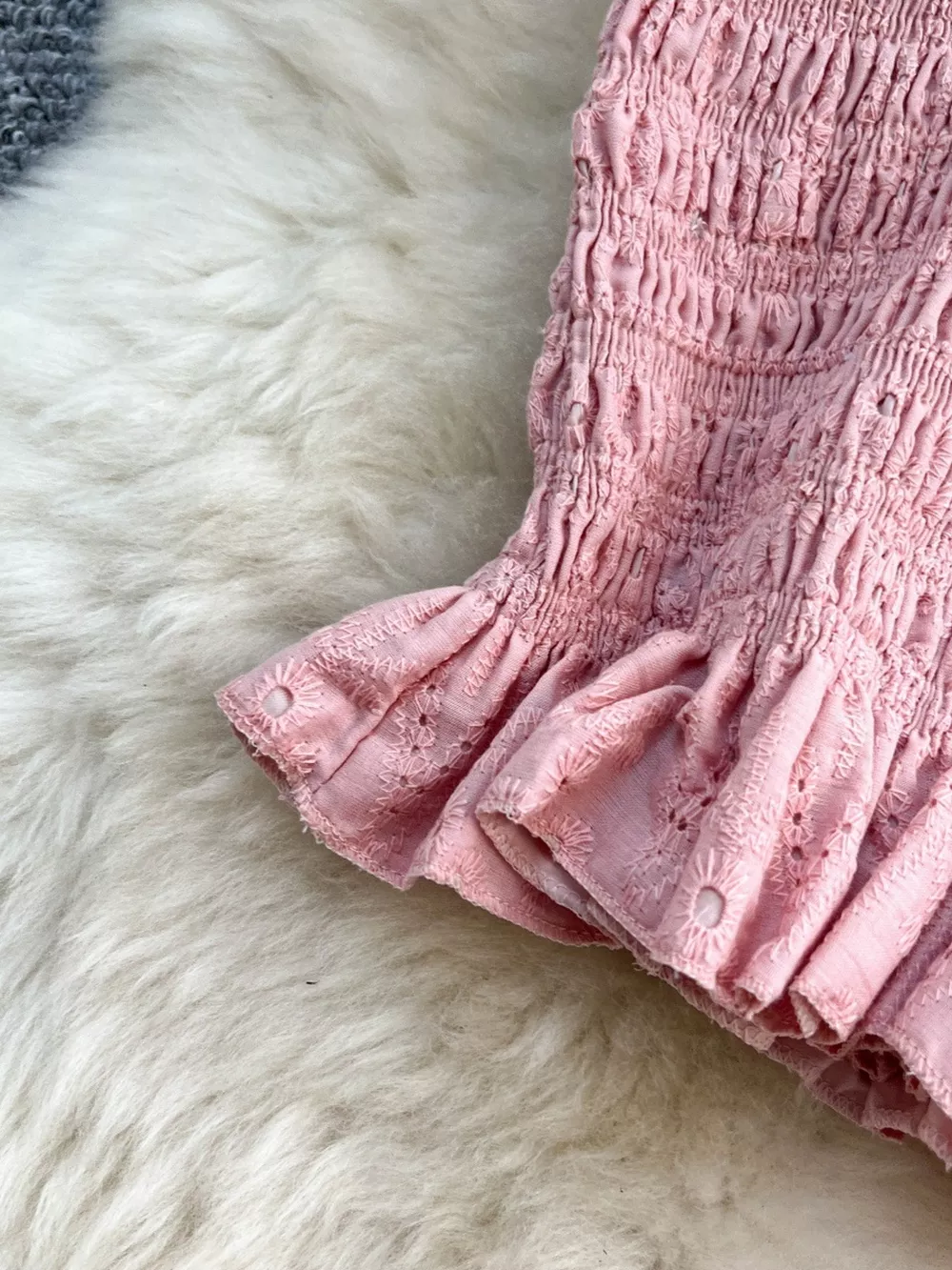 Smocked Crop Top and Hollow-Out Skirt Set, image 4