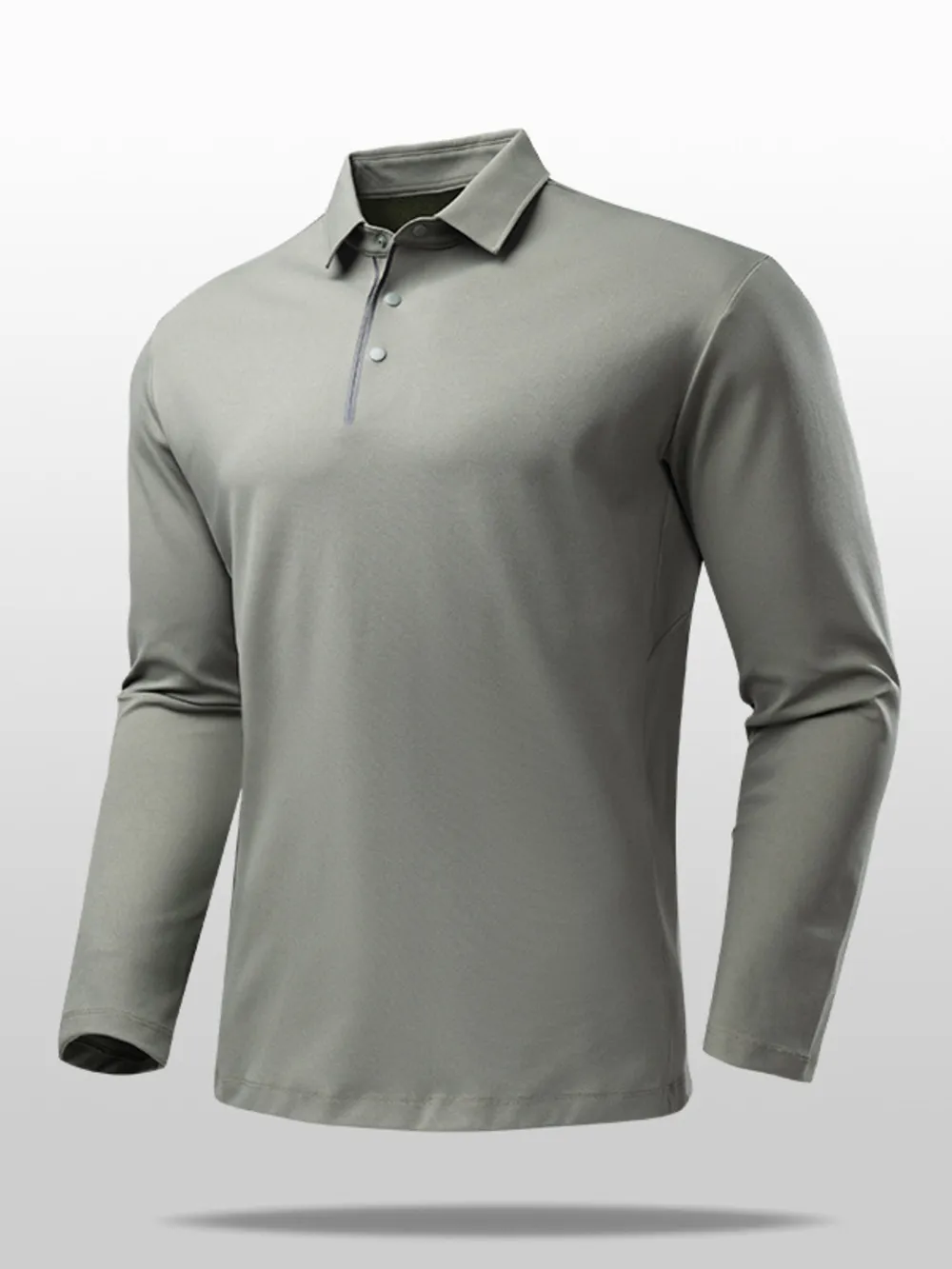 Men's Plus Size Button Detail Long Sleeve Polo, image 2
