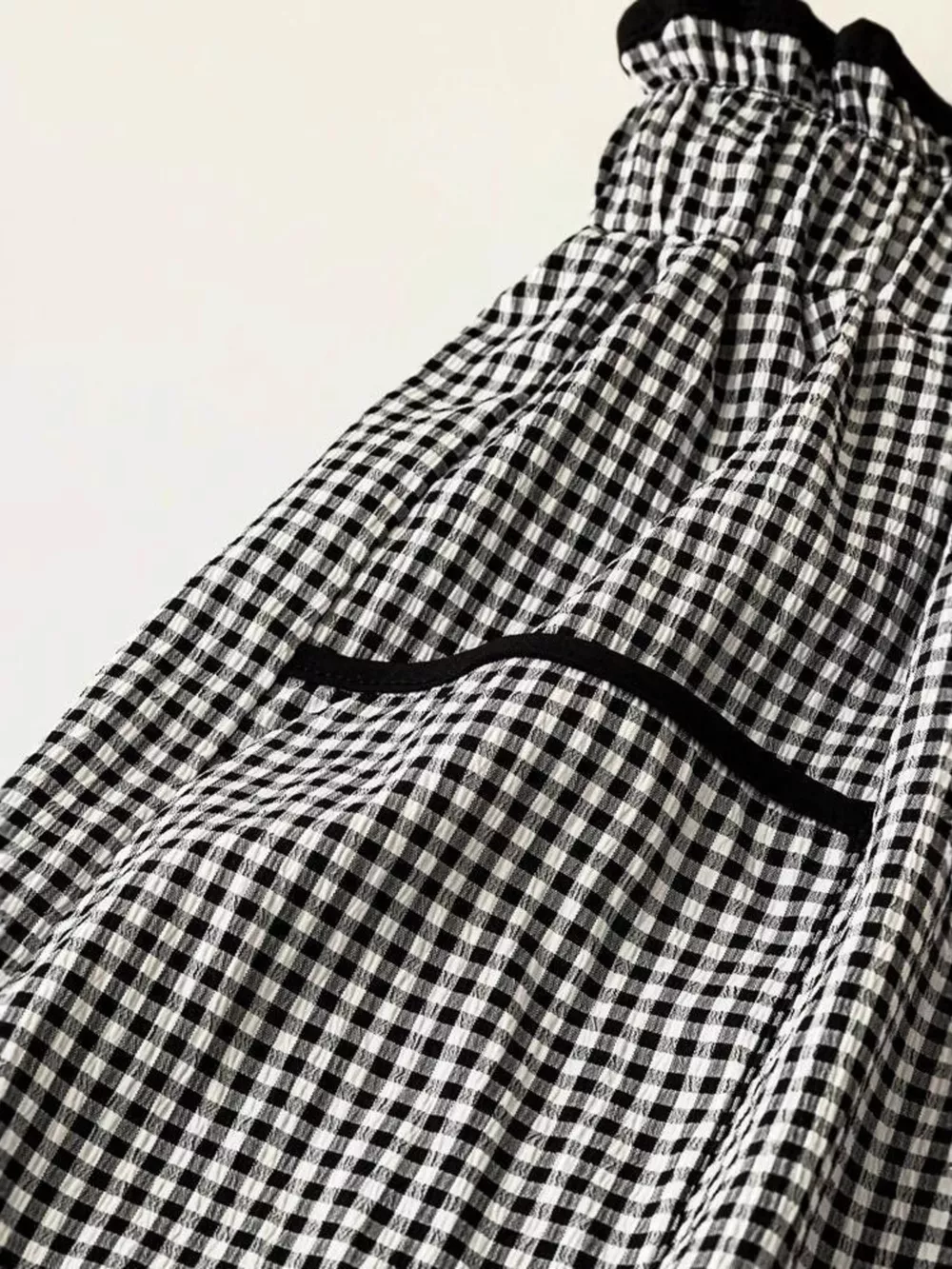 Gingham High-Waisted Wide-Leg Pants, image 3