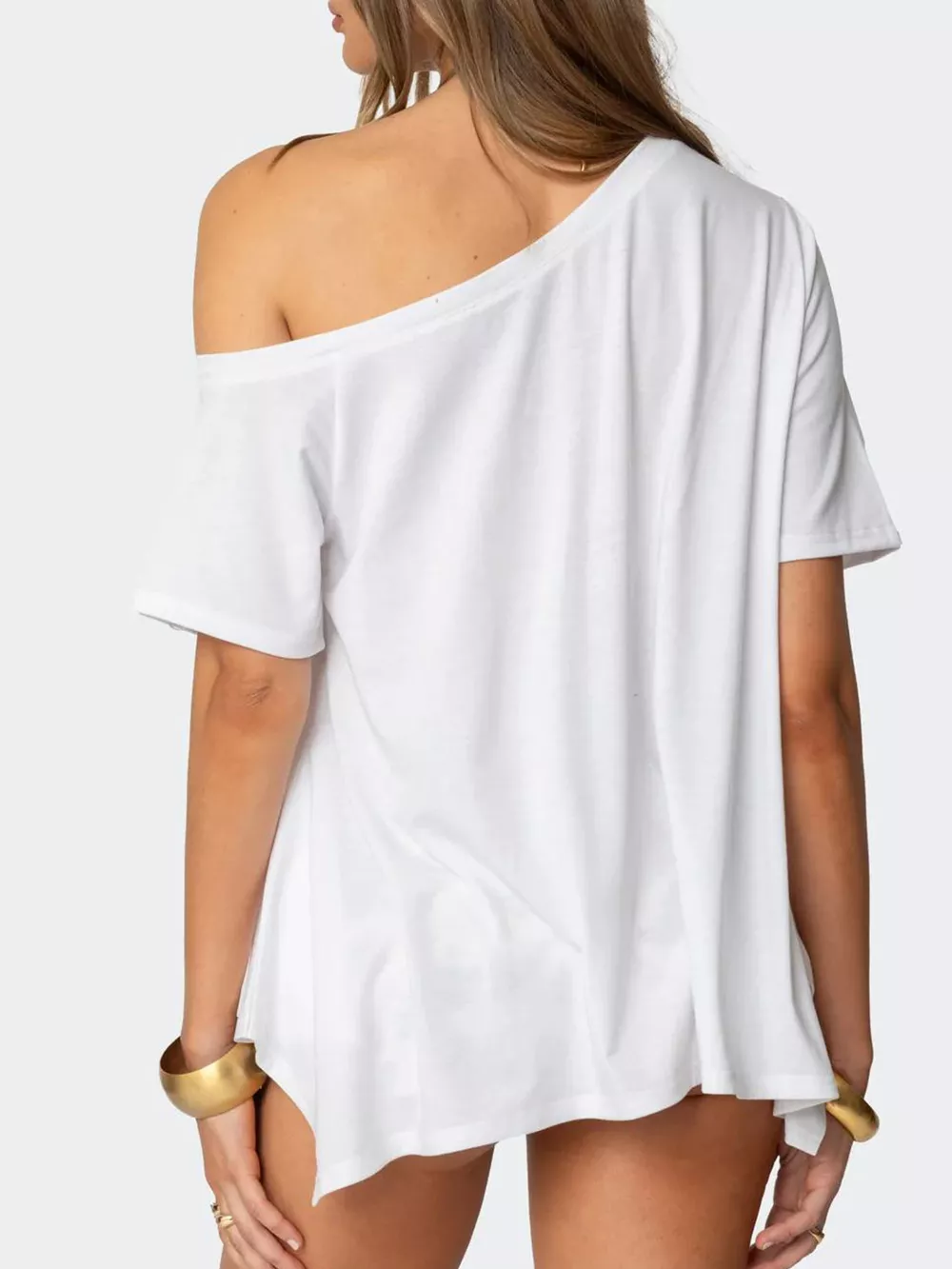 Off-Shoulder Flowy Hem T-Shirt, image 7