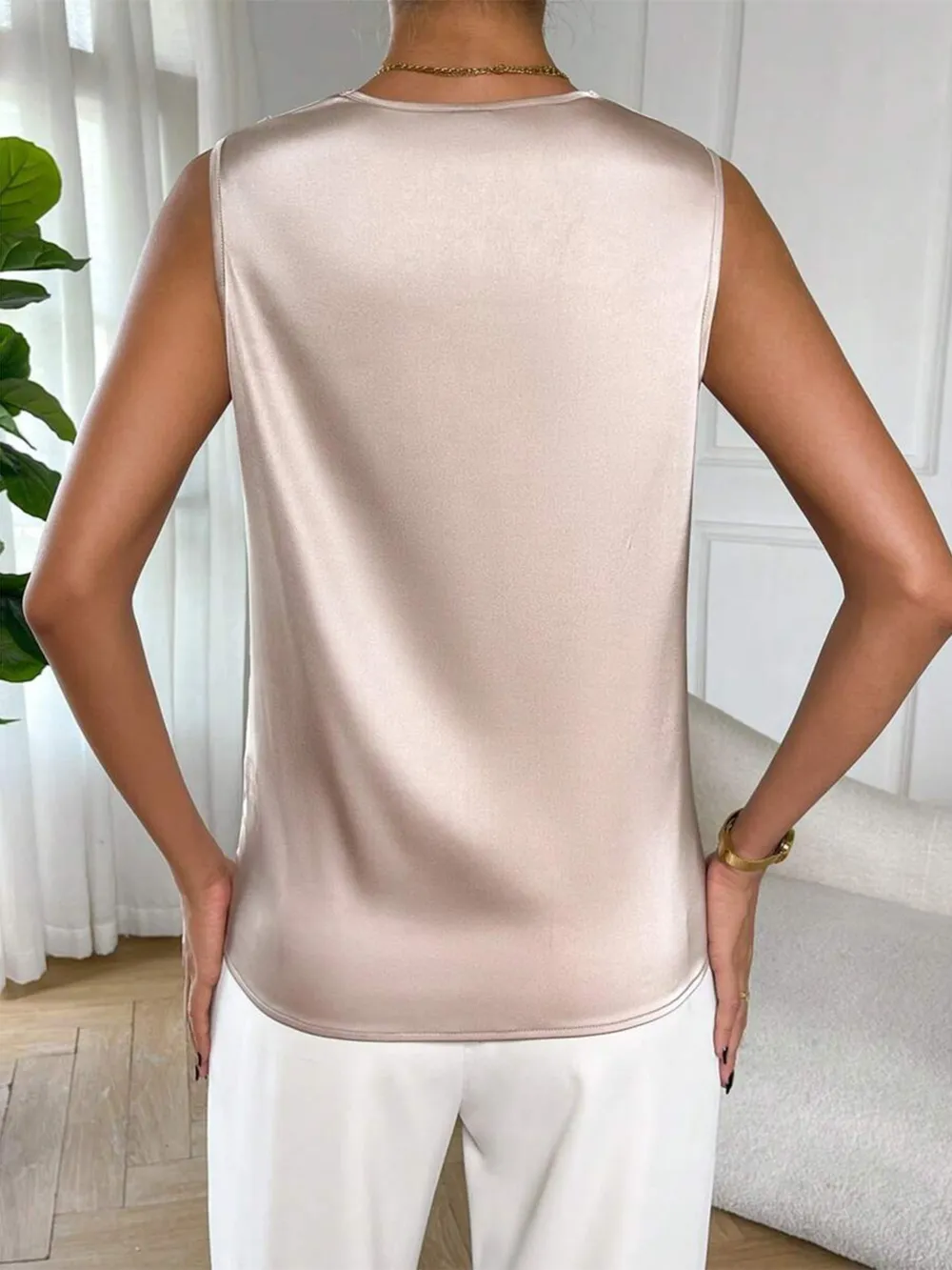 Satin Cowl Neck Sleeveless Blouse, image 16
