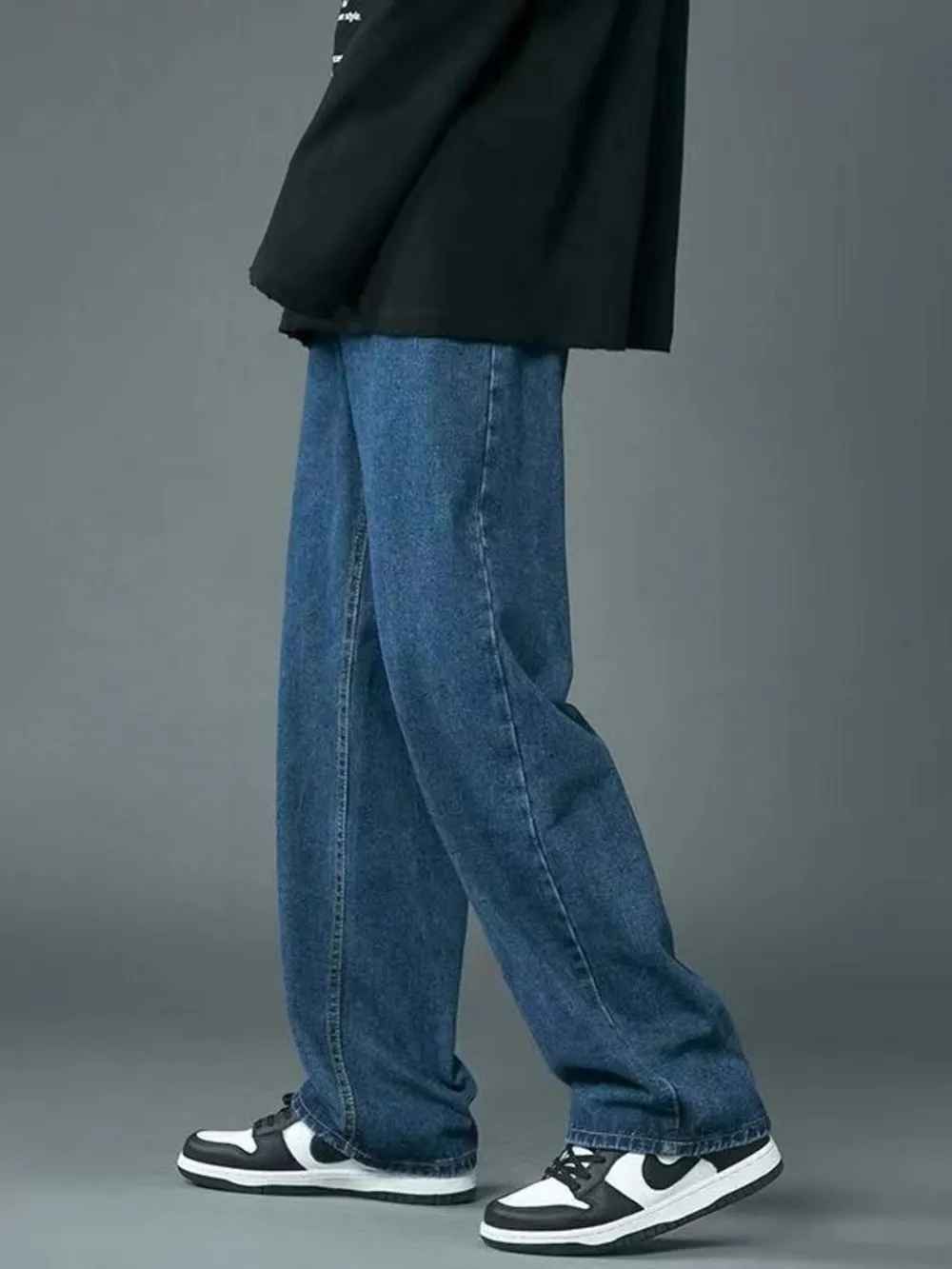 Men's Full Size Wide Leg Wash Relaxed Fit Jeans Plus Size, image 5