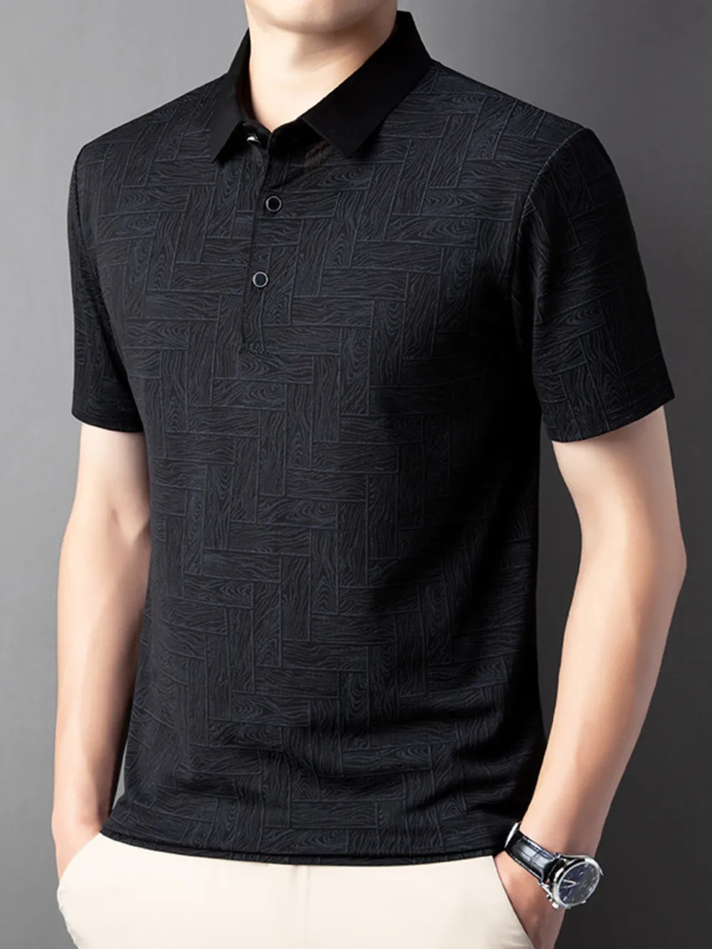 Men's Plus Size Button Detail Short Sleeve Polo, image 5