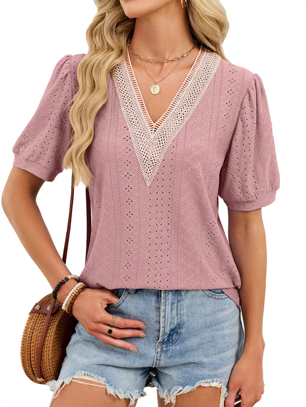 V-Neck Short Sleeve T-Shirt, image 18