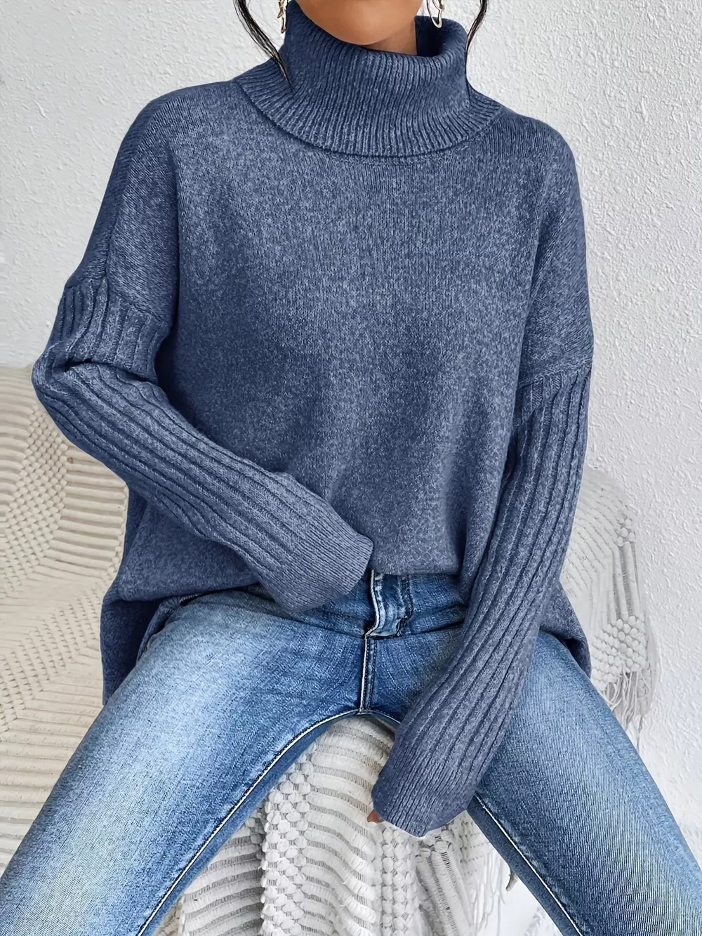 Turtleneck High-Low Hem Sweater, image 12