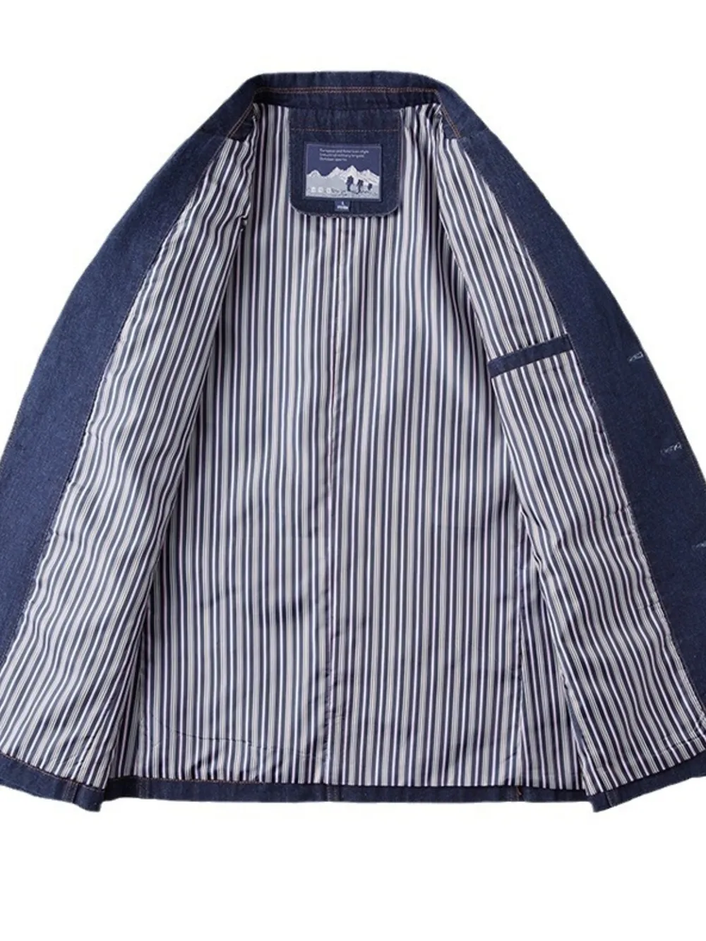Men's Plus Size Classic Button Up Denim Blazer, image 3