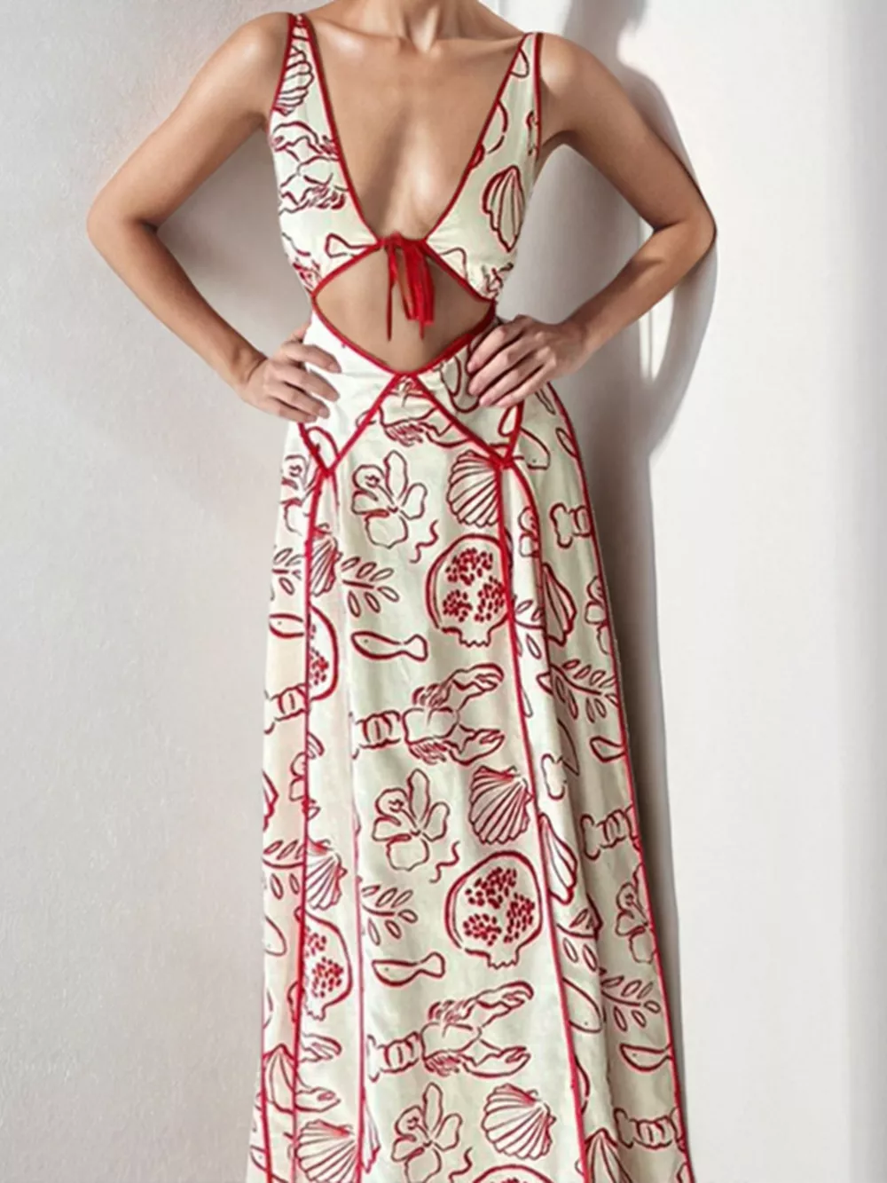 Cutout Backless Printed Maxi Dress, image 6