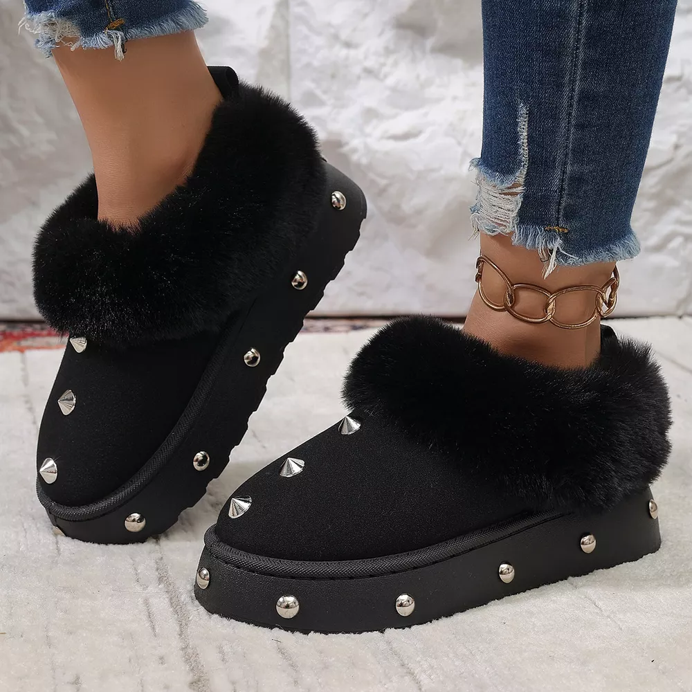 Studded Platform Faux Fur Lined Winter Boots, image 3