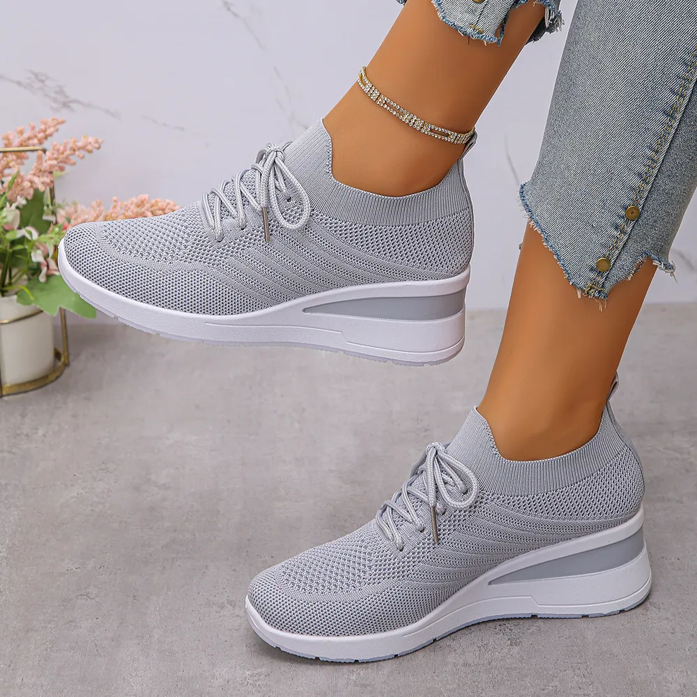 Mesh Lace Up Wedge Athletic, image 5