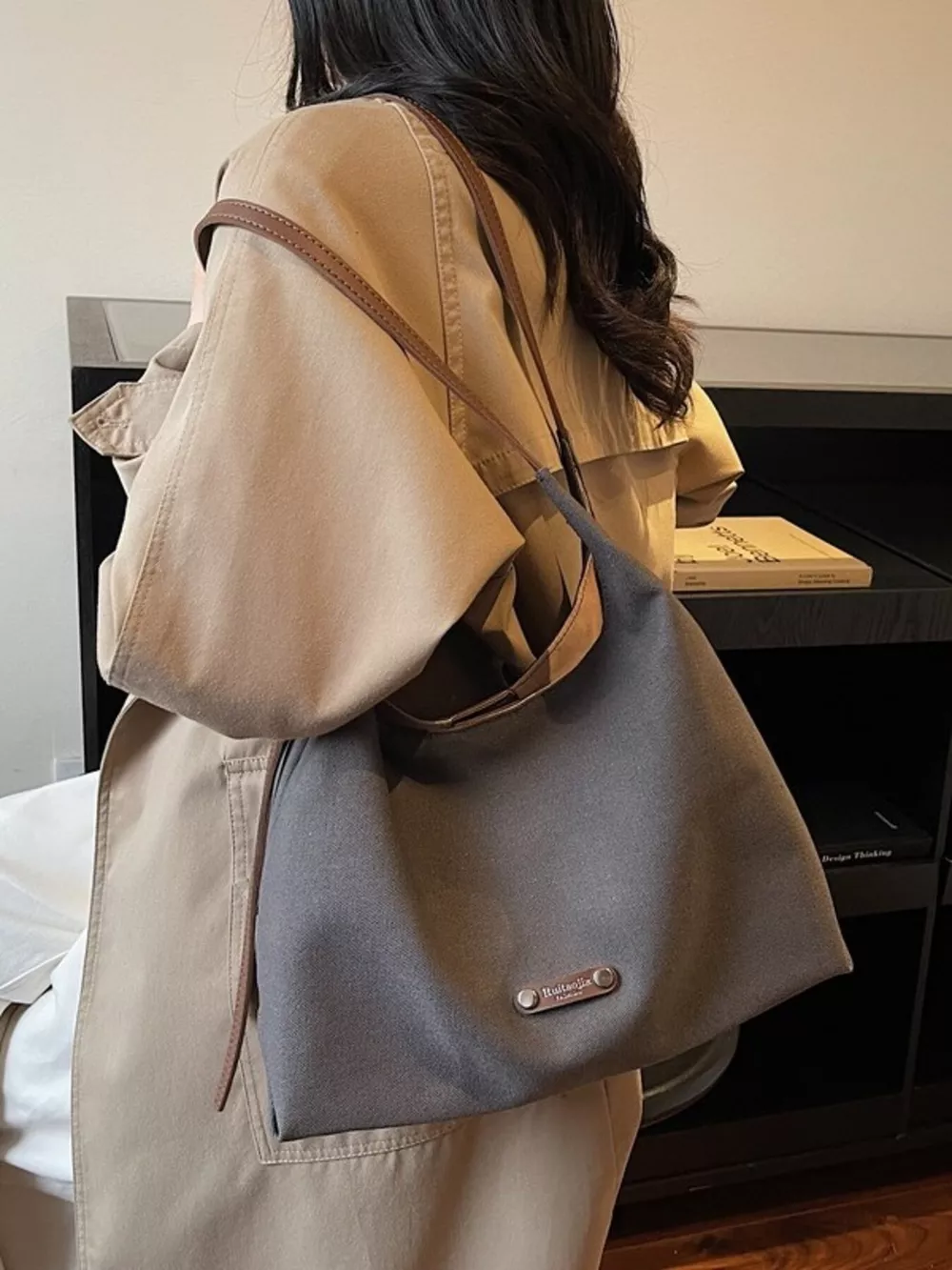 Shoulder Bag with Leather Straps, image 3