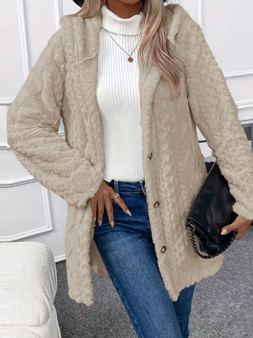 Full Size Button-Down Hooded Outerwear Plus Size, image 31
