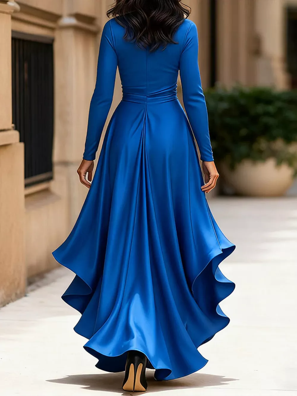 Elegant Wrap Dress with Ruffled Hem, image 2