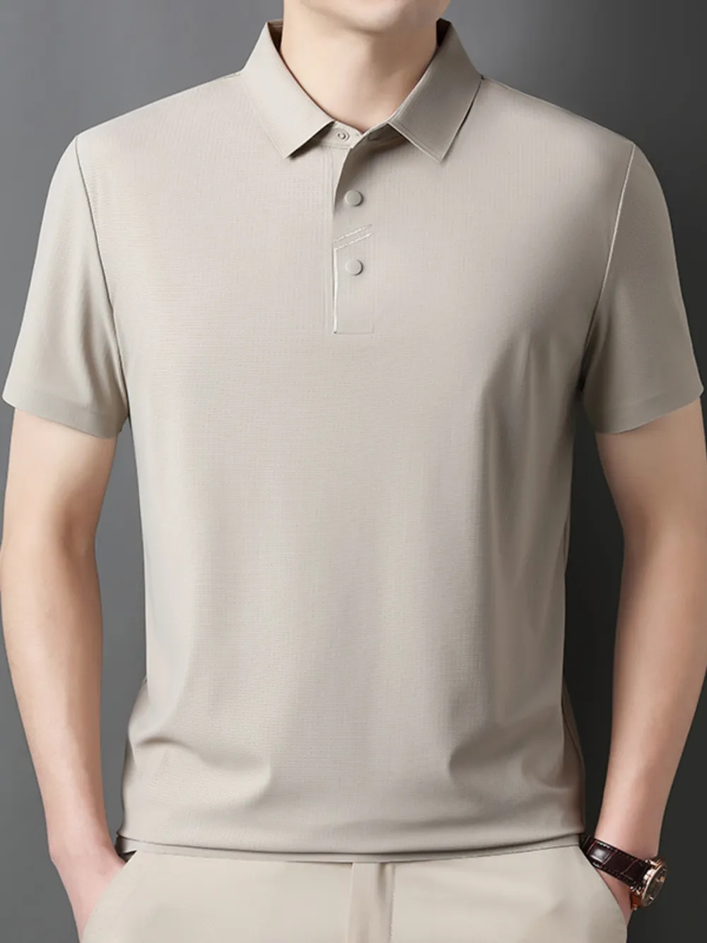 Men's Plus Size Button Detail Short Sleeve Polo, image 2