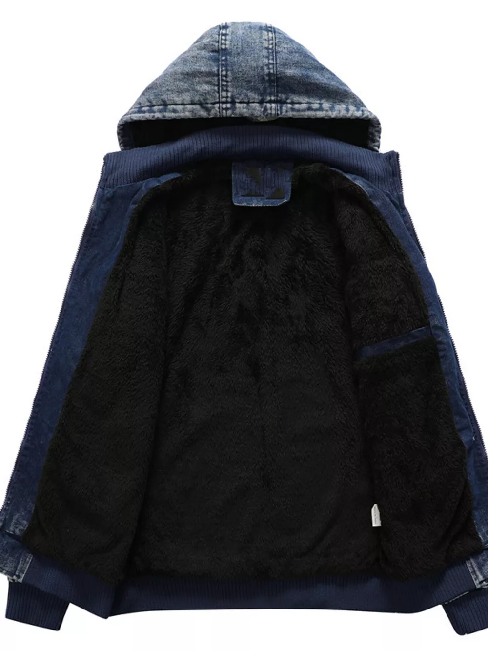 Men's Plus Size Zip Up Hooded Denim Jacket, image 3