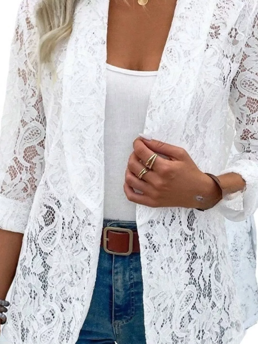 Lace Open-Front Outerwear, image 2