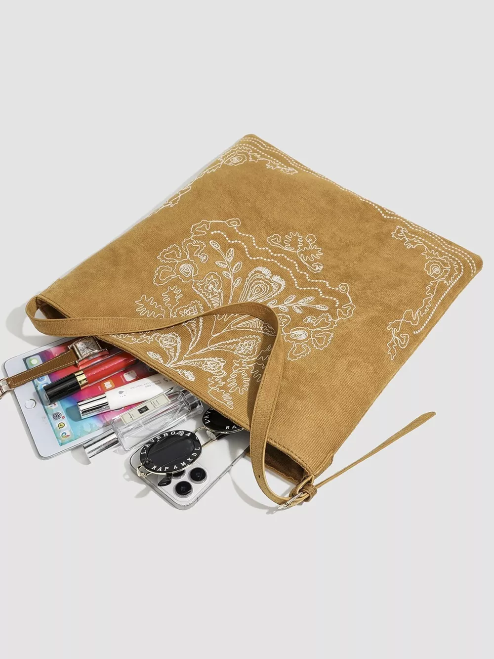 Embroidered Suede Handbag, image 10