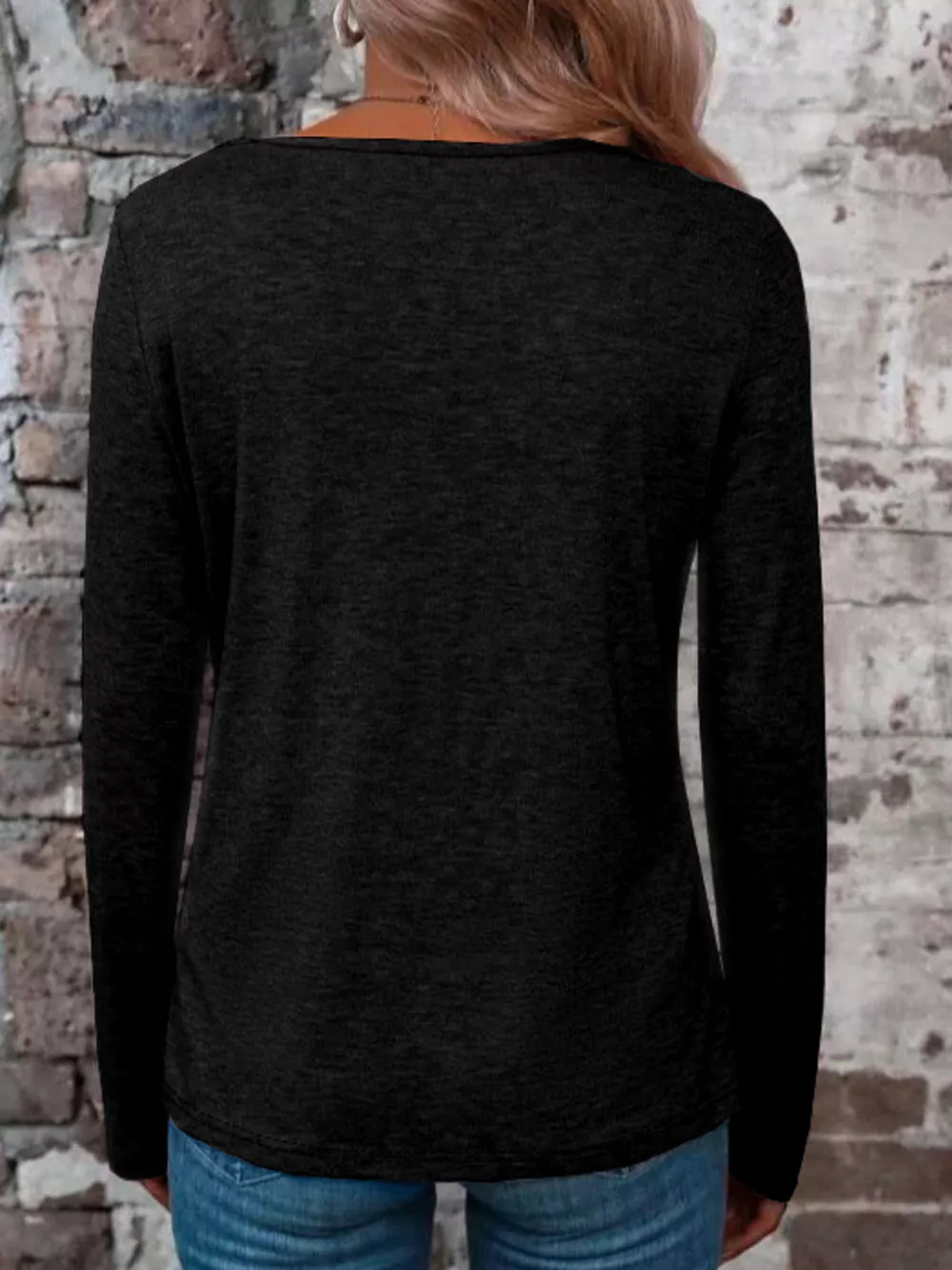 Crisscross V-Neck Long Sleeve T-Shirt, image 12