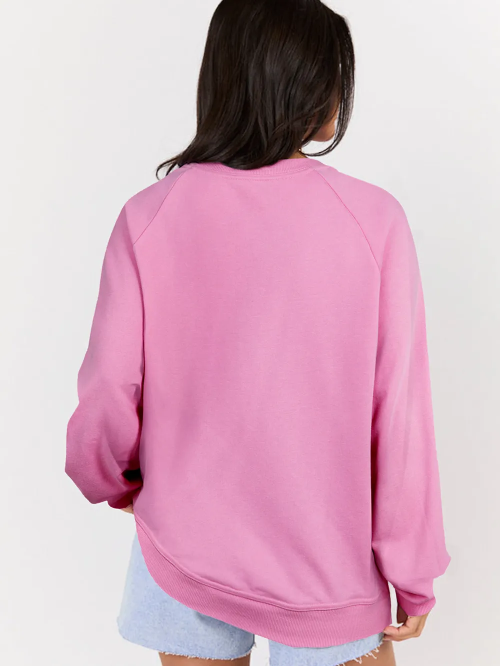 Lace Patched Raglan Sleeve Loose Fit Sweatshirt, image 8