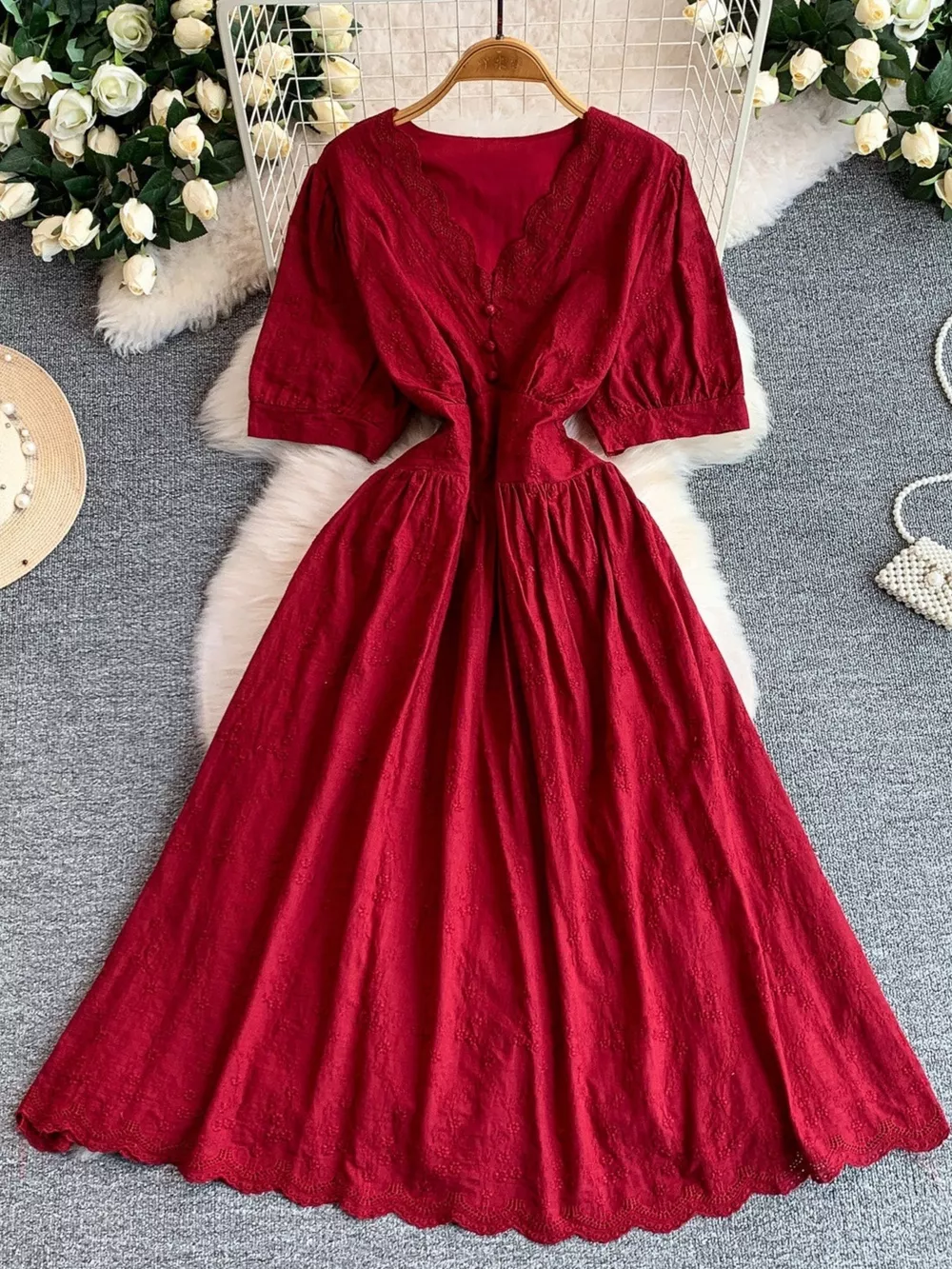 Lace Detail A-Line Midi Dress, image 21