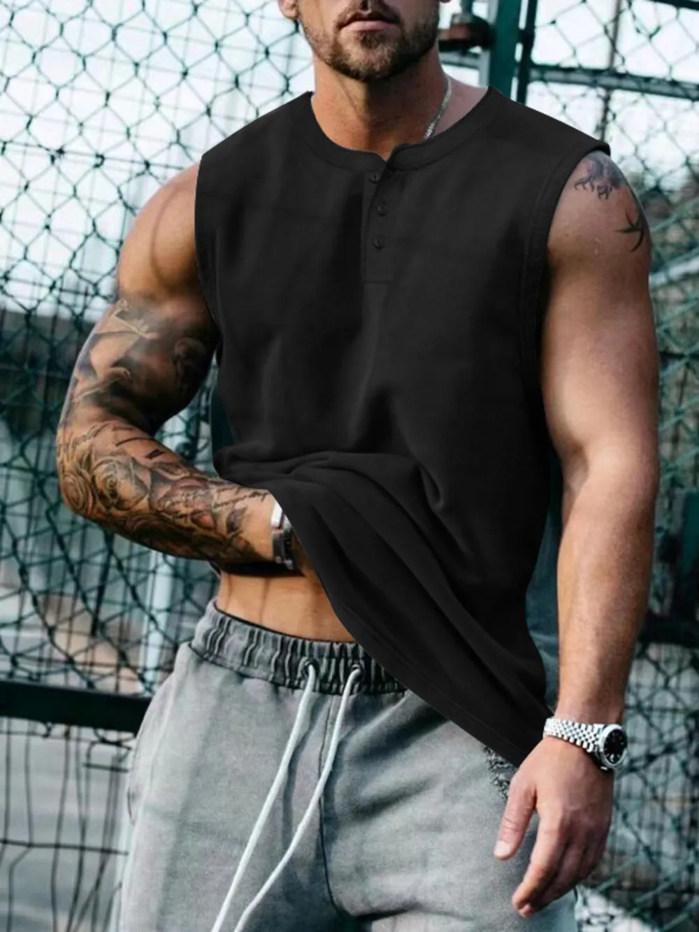 Men's Plus Size Round Neck Tank, image 4