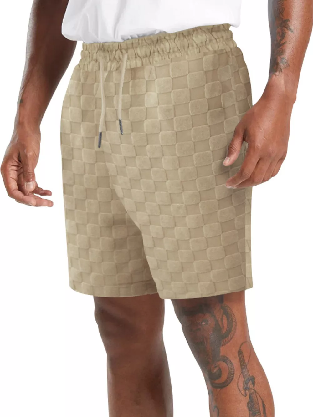 Men's Full Size Textured Checkered Casual Shorts Plus Size, image 2
