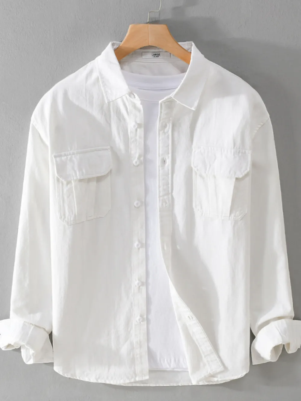 Men's Plus Size Button Down Shirt with Dual Chest Pockets, image 3