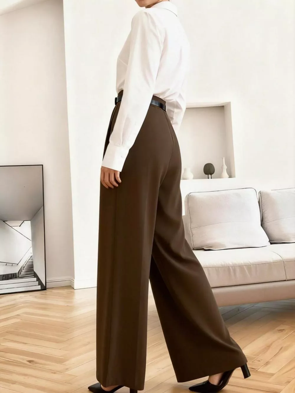 Wide Leg Pleated Pants, image 5
