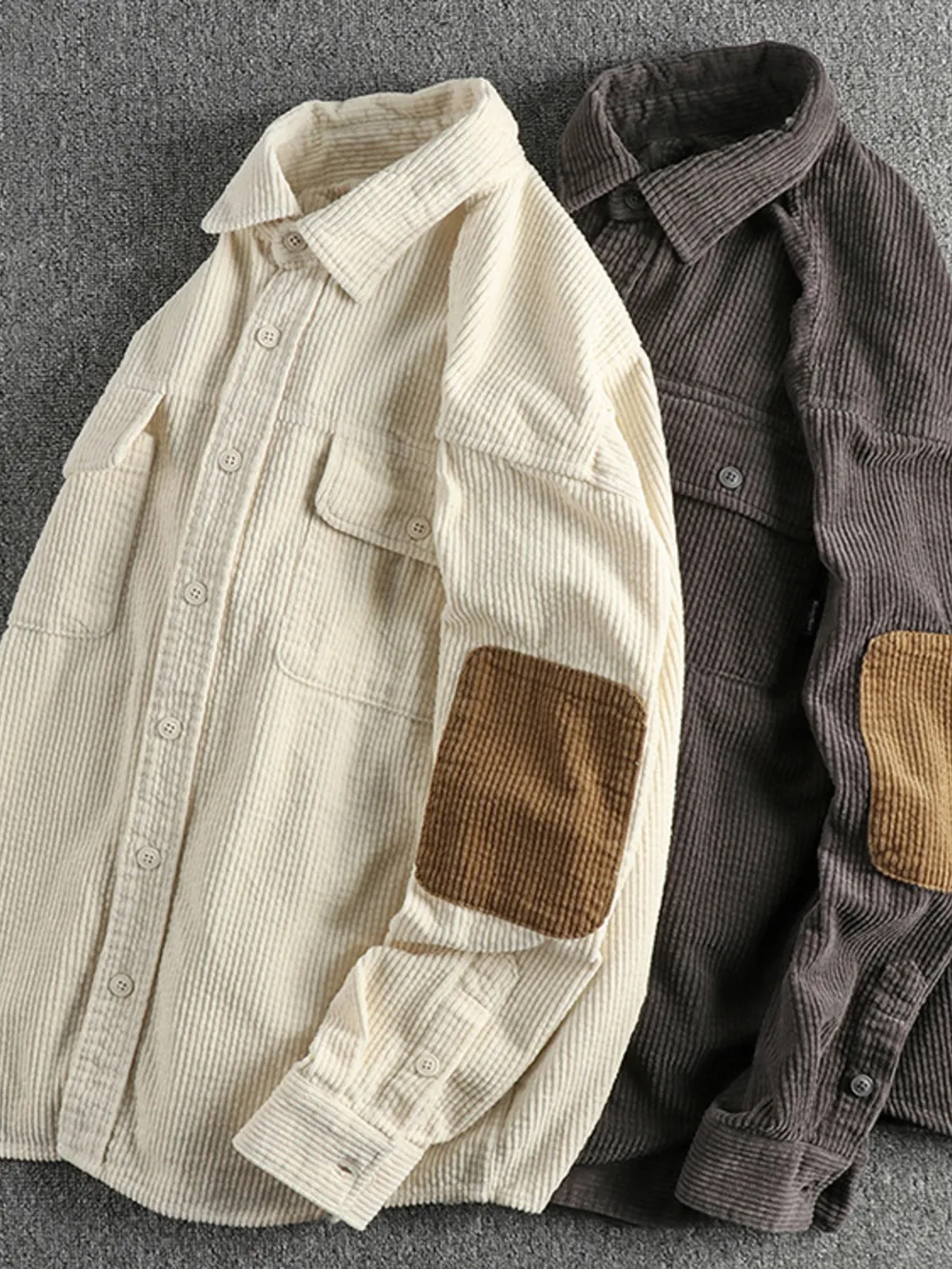 Men's Plus Size Button Up Corduroy Shirt, image 4