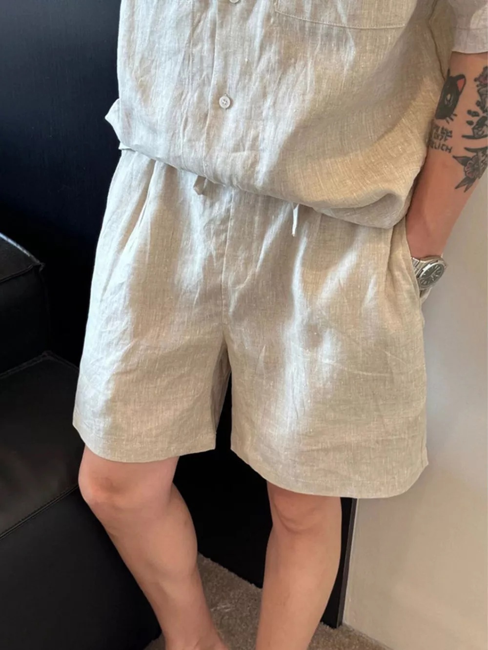 Men's Plus Size Lightweight Linen Blend Shorts, image 4
