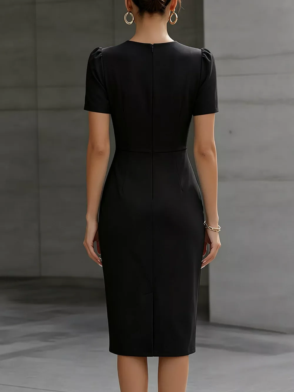Ruched Short Sleeve Midi Dress, image 11