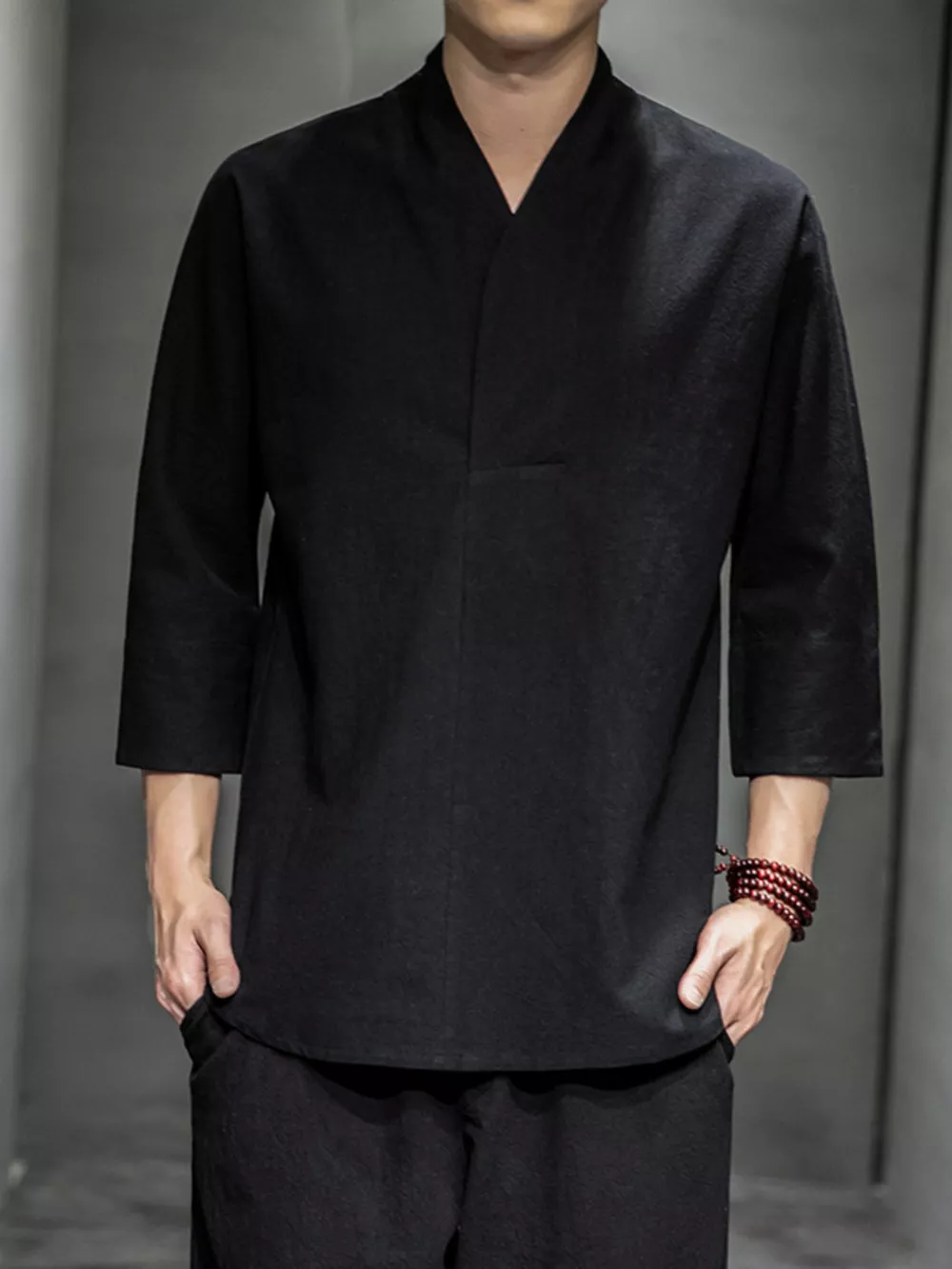 Men's Plus Size Loose Fit 3/4 Sleeve Shirt