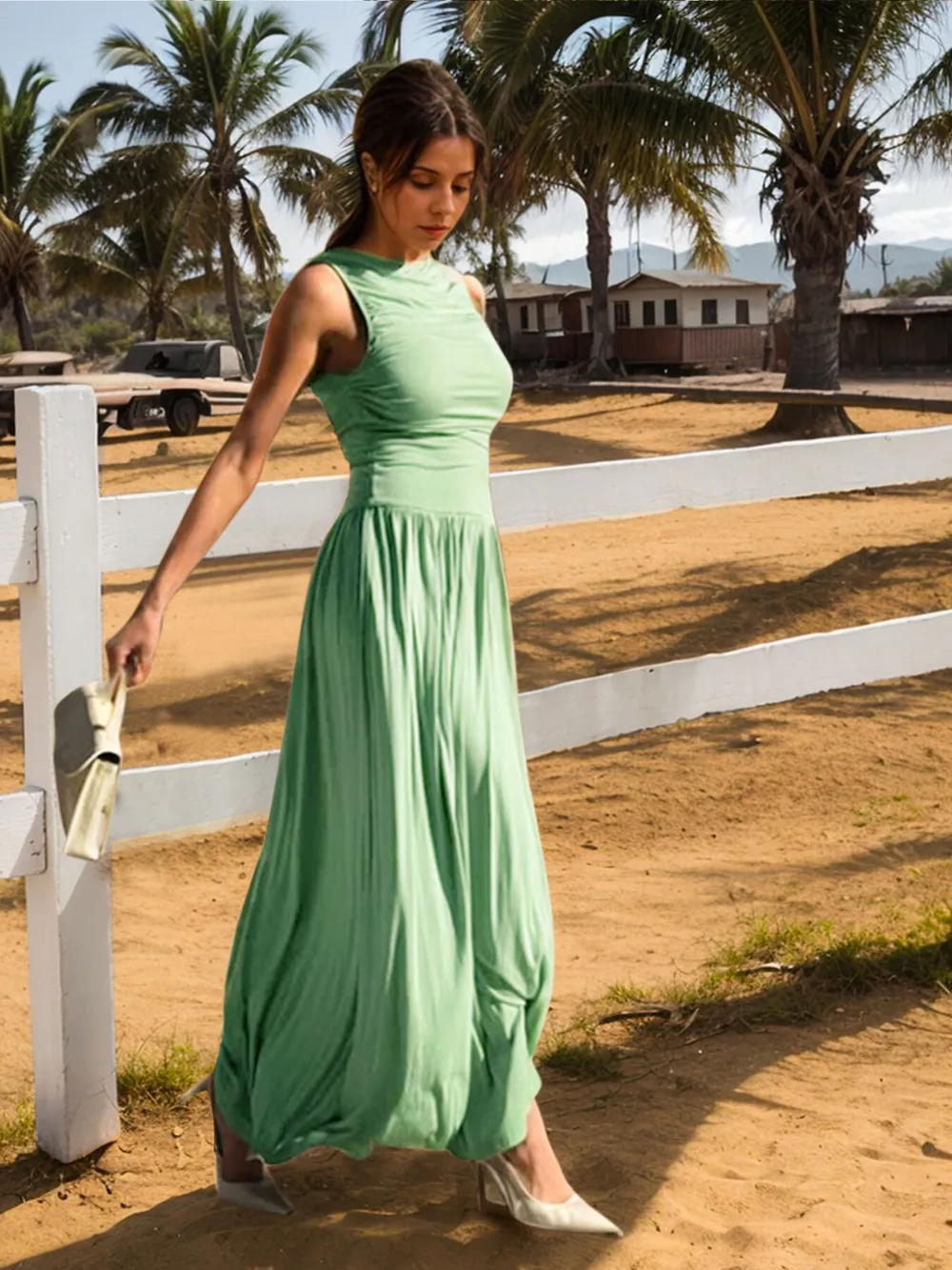 Ruched Sleeveless Maxi Dress, image 2