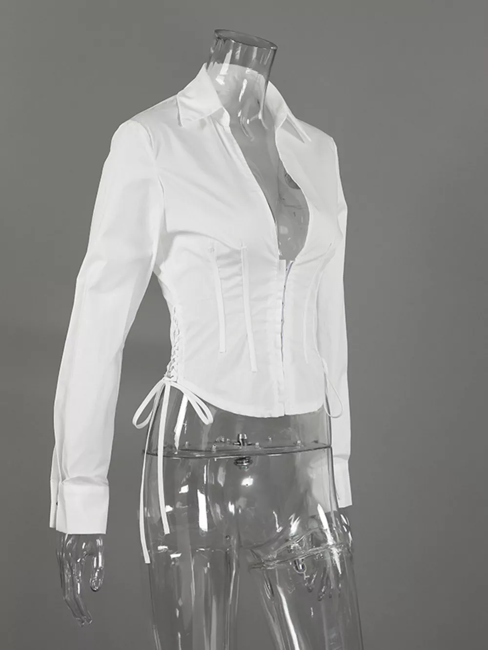 Corset-Style Blouse with Side Lace-Up Detail, image 9
