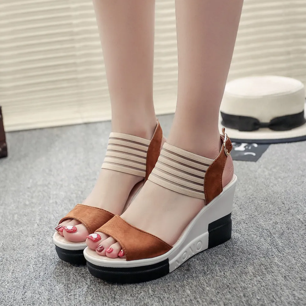 Contrast Platform Wedge Sandals, image 5